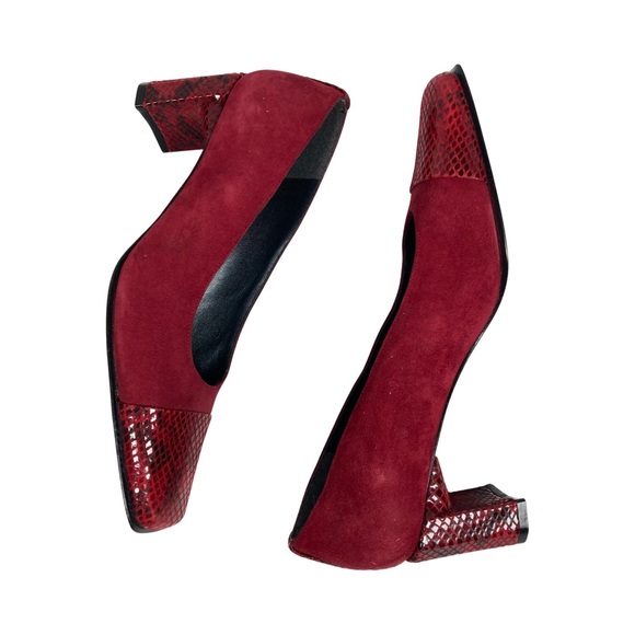 Stuart Weitzman Red Women’s Suede & Snakeskin Pumps Size 6B - Picture 1 of 11
